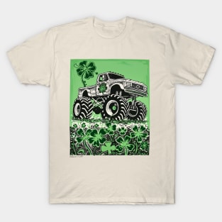 Shamrock Crusher Monster Truck Illustration T-Shirt